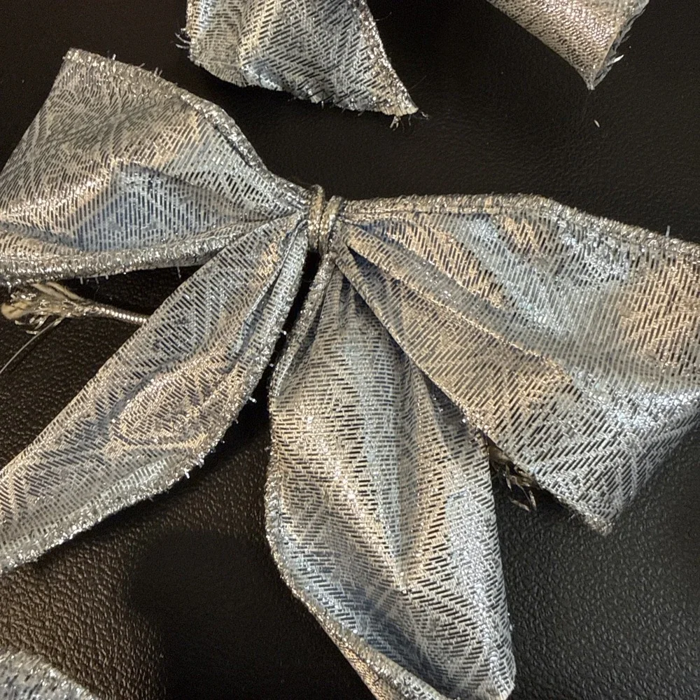 Lot Of 10 Vintage Blue/Silver Bows Xmas Tree Decor 2000's